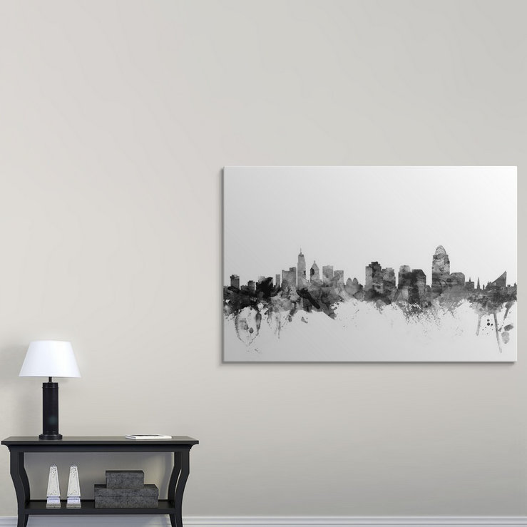 Ebern Designs Francy " Cincinnati Ohio Skyline " by Michael Tompsett